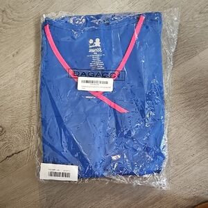 Dagacci Royal Blue Scrub Set with Pink Trim